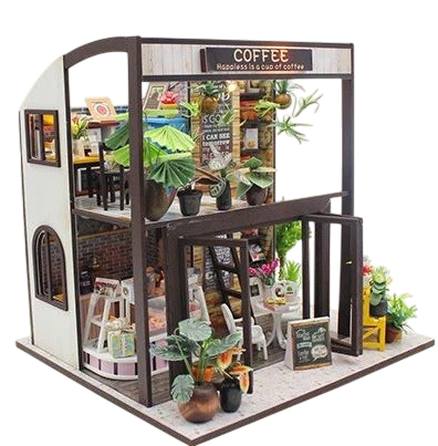 Miniatuur - Time travel café - Coffee house - M027Z - met stofkap