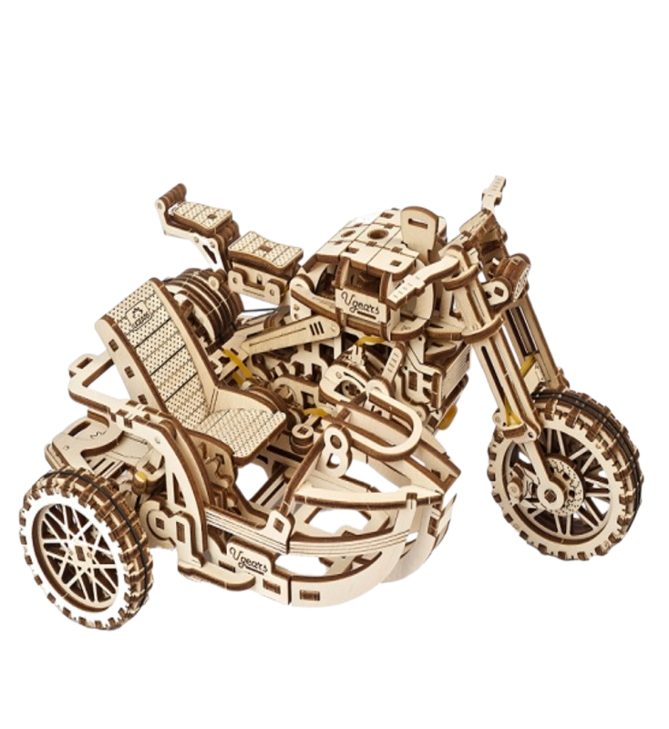 Houten bouwpakket - Motor met zijspan - 380 onderdelen - Ugears