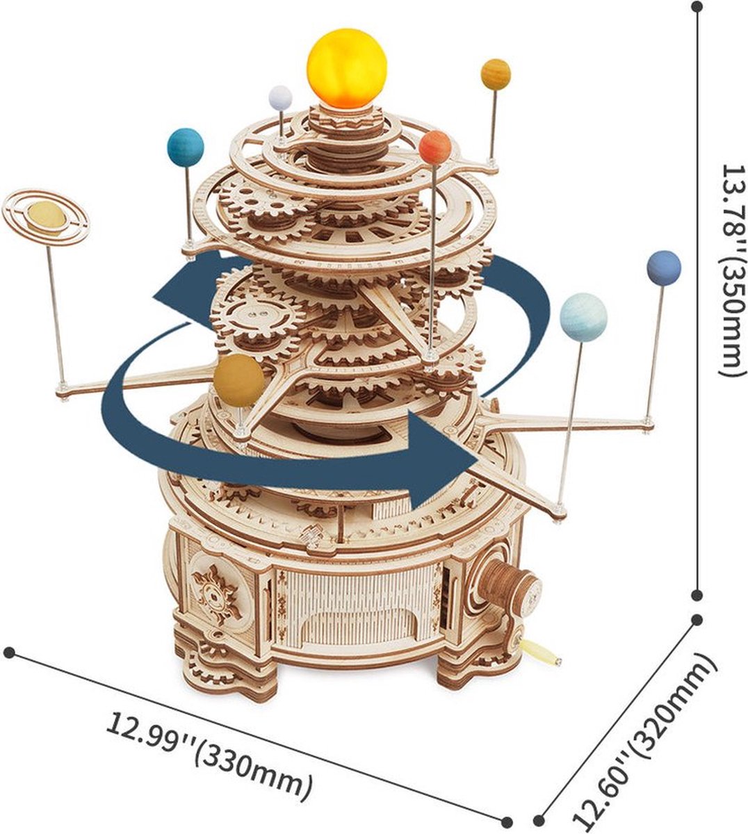 Houten bouwpakket - Mechanical Orrery - Robotime - 316 onderdelen