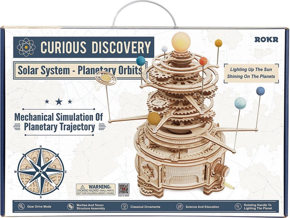 Houten bouwpakket - Mechanical Orrery - Robotime - 316 onderdelen