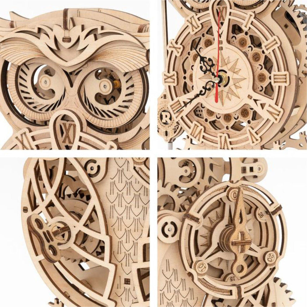 Houten bouwpakket - Owl clock - Robotime - 161 onderdelen