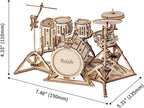 Houten bouwpakket - Drum kit - 246 onderdelen - Rolife