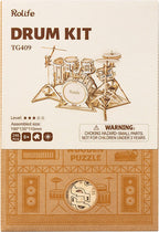 Houten bouwpakket - Drum kit - 246 onderdelen - Rolife