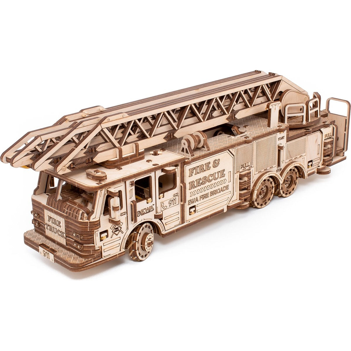 Houten bouwpakket - Fire truck - 439 onderdelen - Eco-Wood-Art