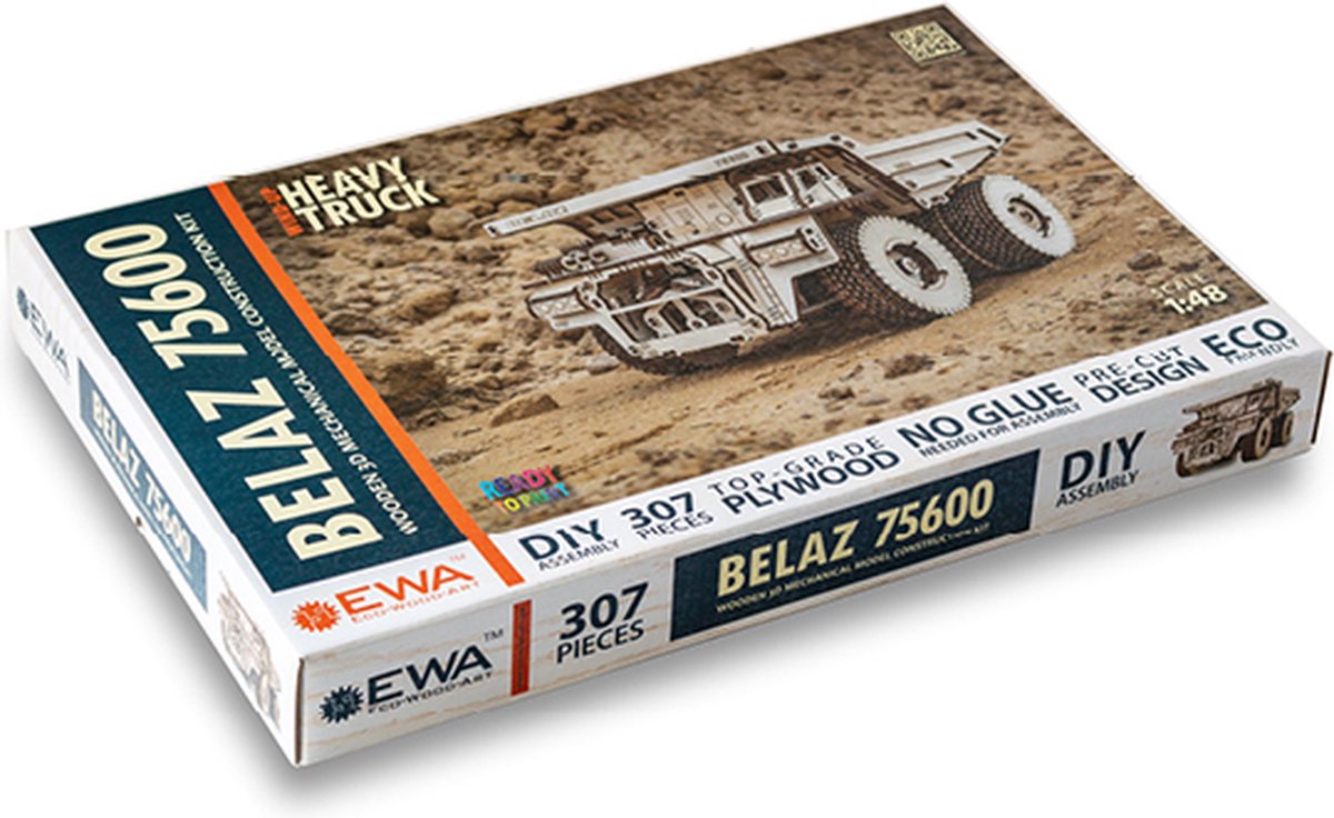 Houten bouwpakket - Heavy Truck Belaz 75600 - 307 onderdelen - Eco-Wood-Art