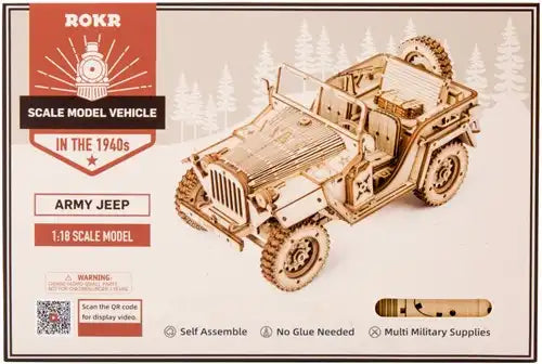 Houten bouwpakket - Army field car - 369 onderdelen - ROKR