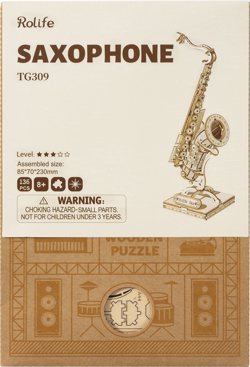 Houten bouwpakket - Saxophone - 136 onderdelen - Rolife