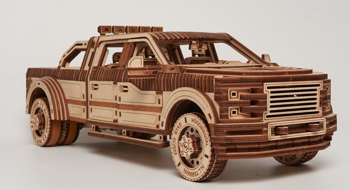 Houten bouwpakket - Pick-up Truck - 708 onderdelen - WoodTrick