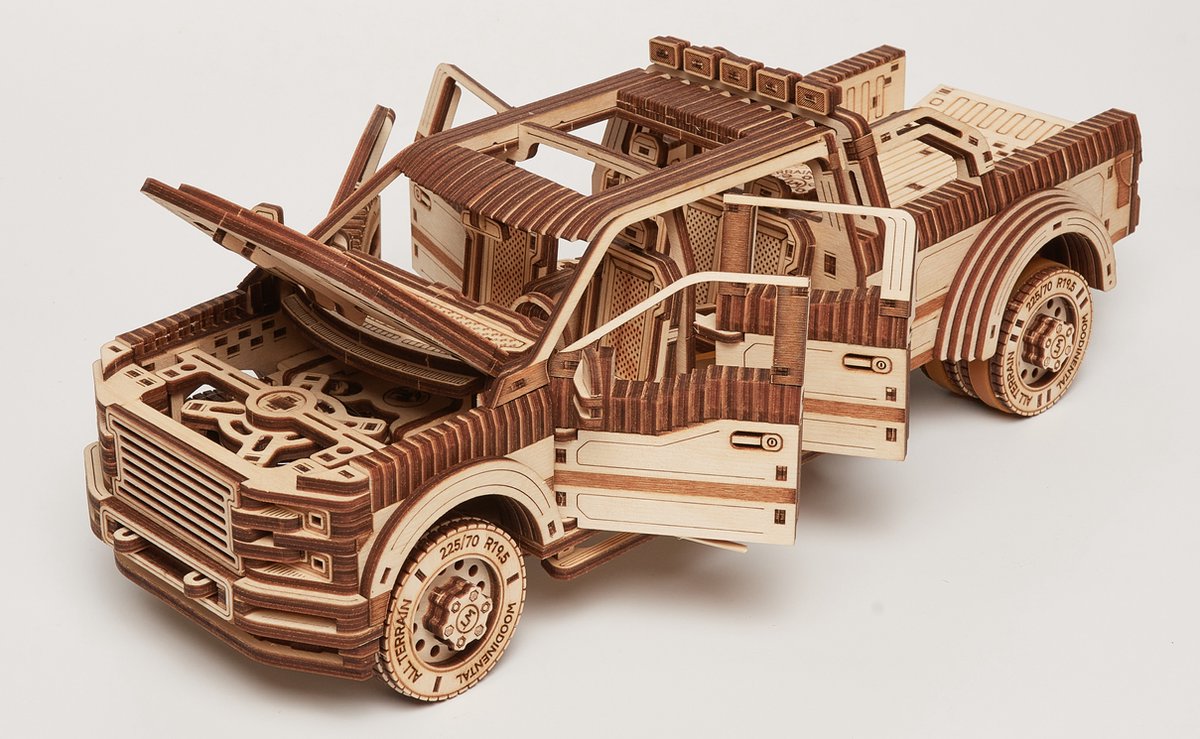 Houten bouwpakket - Pick-up Truck - 708 onderdelen - WoodTrick
