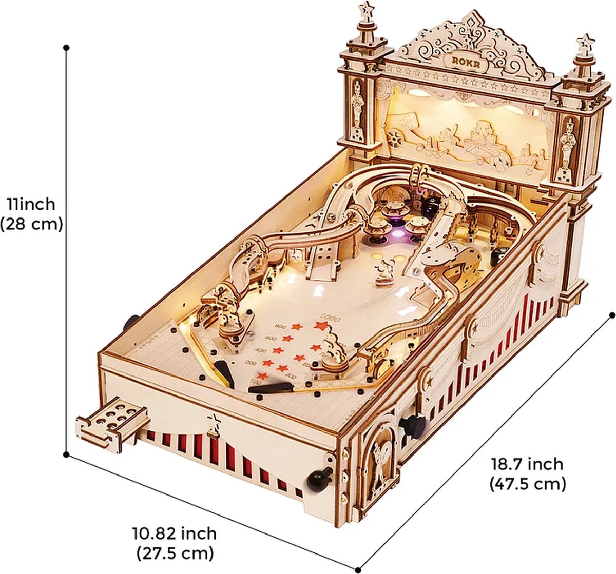 Houten bouwpakket - Flipperkast - 3D Pinball Machine - 482 onderdelen - ROKR