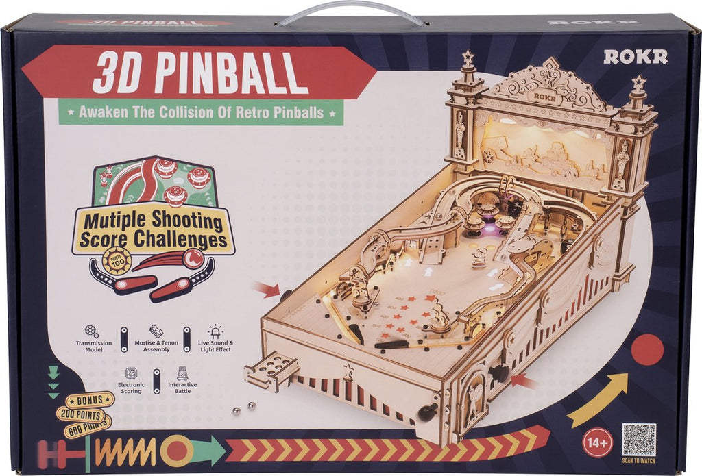 Houten bouwpakket - Flipperkast - 3D Pinball Machine - 482 onderdelen - ROKR