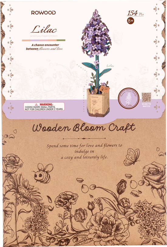 Houten bouwpakket - Bloemen - Lilac/sering - 154 onderdelen - Rowood