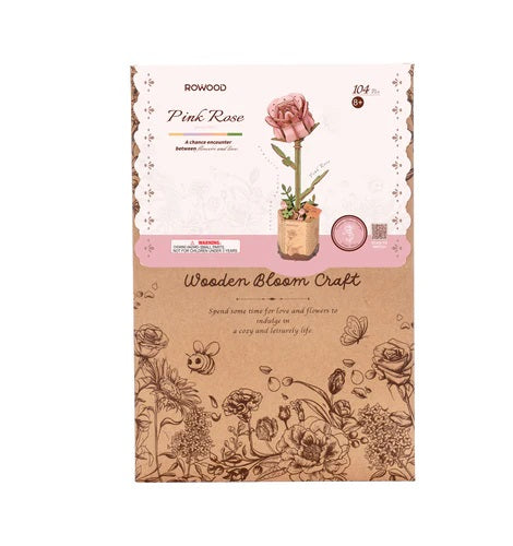 Houten bouwpakket - Bloemen - Pink Rose - 104 onderdelen - Rowood
