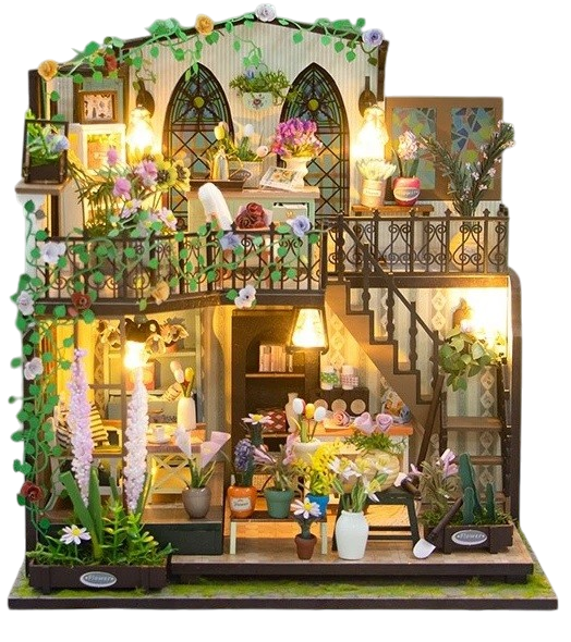 Miniatuur - Darcy Flower House - M2322Z - met stofkap