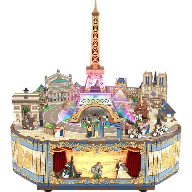 Houten bouwpakket - Muziekdoosje - Romantic Paris - Tone-Cheer