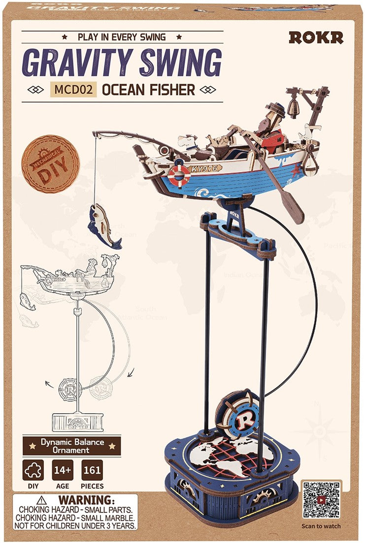 Houten bouwpakket - Ocean Fisher - pendule - 161 onderdelen - ROKR
