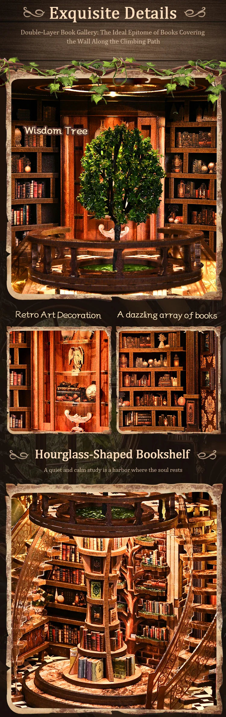 Miniatuur - Book Nook - Wisdom Rings Book Repository - AH01-005 - Dongguan