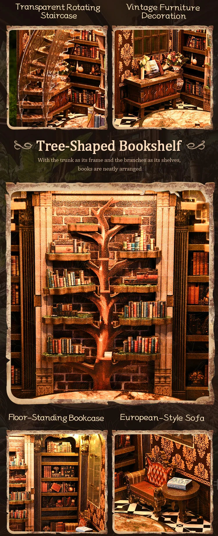 Miniatuur - Book Nook - Wisdom Rings Book Repository - AH01-005 - Dongguan