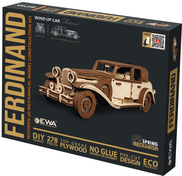 Houten bouwpakket - Ferdinand retro auto - 278 onderdelen - EWA