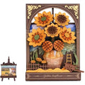 Houten bouwpakket - Bloemen - Golden Sunflower in lijst - 266 onderdelen - Rowood