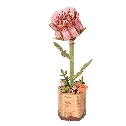 Houten bouwpakket - Bloemen - Pink Rose - 104 onderdelen - Rowood
