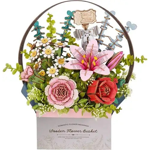 Houten bouwpakket - Wooden Flower Basket - 428 onderdelen - Rowood
