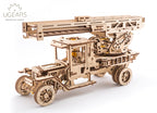 Houten bouwpakket - Brandweertruck met ladder - mechanisch - Ugears - 537 onderdelen