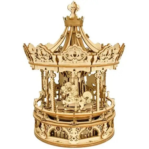 Houten bouwpakket - Muziekdoosje - Romantic Carousel - 384 onderdelen - ROKR