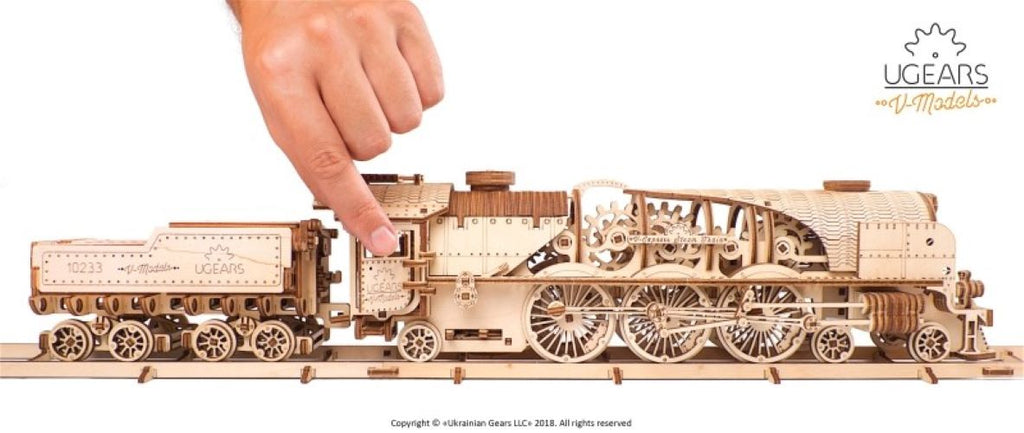Houten bouwpakket - VM Express stoomtrein met Tender - 538 onderdelen - Ugears